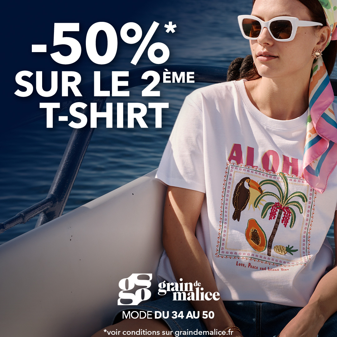 Green 7 - Grain de Malice : -50% sur le 2ème T-shirt - visuel centre co 1080x1080 1 - 2 Green 7 - Grain de Malice : -50% sur le 2ème T-shirt - visuel centre co 1080x1080 1 - 1